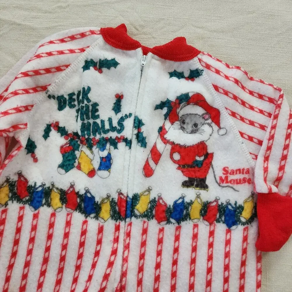Vintage Santa Mouse Footed PJs 6-9 months